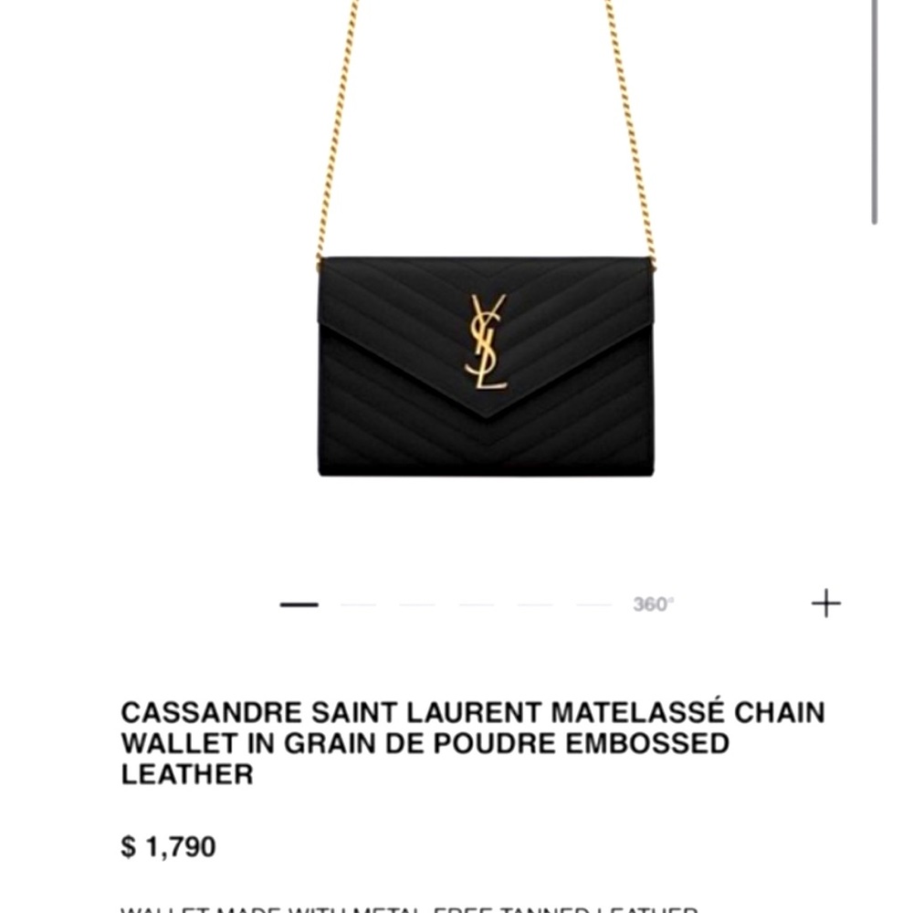 SAINT LAURENT CASSANDRE MATELASSÉ CHAIN WALLET IN EMBOSSED LEATHER
